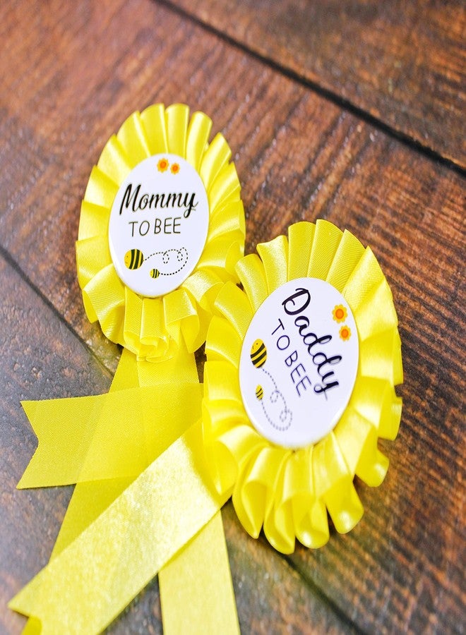 PATICARRY HAPPYLAND - Yellow Bee Baby Shower Mom to be & Daddy to be Tinplate Badge Pin - Gender Reveal Party Set Mommy to be & New Dad Gift Yellow Rosette Button for Baby boy Celebration - Image 4
